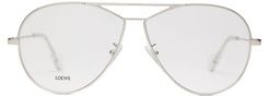 Teardrop Metal Aviator Glasses - Womens - Silver