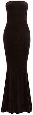 Strapless Fishtail Velvet Dress - Womens - Black