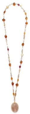 Diamond, Citrine, Pearl & 18kt Gold Necklace - Womens - Yellow