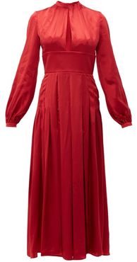 Alma Pleated Silk-satin Dress - Womens - Red