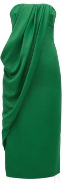 Strapless Draped Crepe Dress - Womens - Green