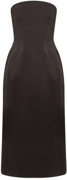 Strapless Wool-blend Satin Midi Dress - Womens - Black