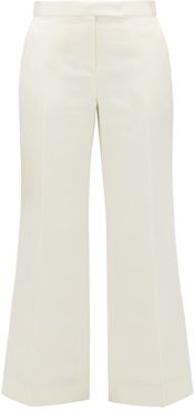 Tailored Wool-blend Duchess-satin Trousers - Womens - Ivory