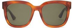 Web-stripe Square Acetate Sunglasses - Womens - Green