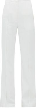 Stitched-seam Flared-leg Twill Trousers - Womens - Ivory