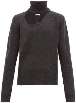 Cutout Roll-neck Wool-blend Sweater - Mens - Grey