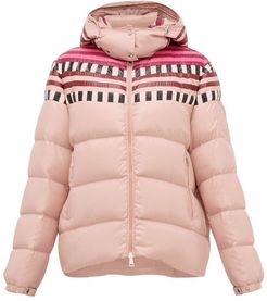 Evelyn Colour-block Quilted Down Hooded Jacket - Womens - Light Pink