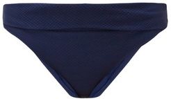 High-rise Fold-over Bikini Briefs - Womens - Navy