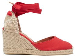 Carina 80 Canvas & Jute Espadrille Wedges - Womens - Red