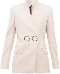 Jestine Collarless Double-breasted Wool Jacket - Womens - Light Pink