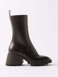 Betty Heeled Rubber Boots - Womens - Black