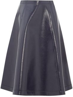 Coated Wool-blend A-line Skirt - Womens - Navy