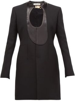 Single-breasted Satin-panel Coat - Womens - Black