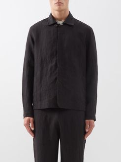 Button-down Linen Jacket - Mens - Black