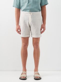 Slubbed Linen-poplin Shorts - Mens - Beige