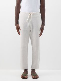 Drawstring Linen Trousers - Mens - Beige