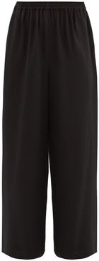 Wide-leg Silk-crepe Trousers - Womens - Black