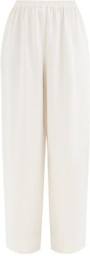 Wide-leg Silk-crepe De Chine Trousers - Womens - White