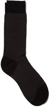 Fabian Herringbone Cotton-blend Socks - Mens - Black