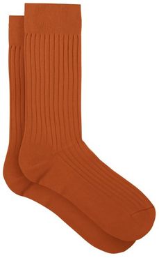 Danvers Rib-knit Socks - Mens - Orange
