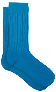 Danvers Rib-knitted Socks - Mens - Blue