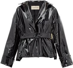 Patent-leather Belted Jacket - Womens - Black