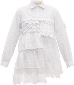 Broderie-anglaise Ruffled Cotton-blend Shirt - Womens - White