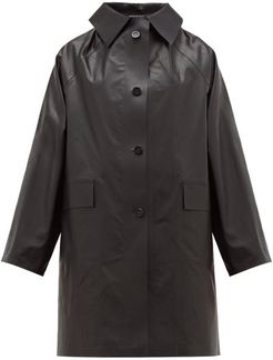 Single-breasted Coated Cotton Blend Coat - Womens - Black