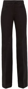 High-rise Flared Cotton-twill Trousers - Womens - Black