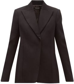 Obsidian Single-breasted Cotton-sateen Blazer - Womens - Black