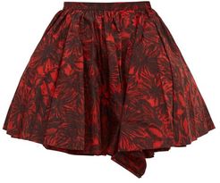 Voluminous Floral-print Taffeta Skirt - Womens - Red