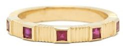 Pleated Ruby & 14kt Gold Ring - Womens - Red Gold