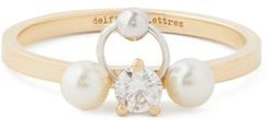 Two In One Diamond, Pearl & 18kt Gold Ring - Womens - Pearl