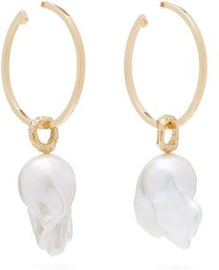 216 Perle Savage Pearl & Gold Hoop Earrings - Womens - Pearl