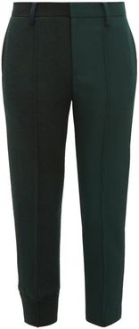 Mid-rise Wool-jersey And Canvas Capri Trousers - Womens - Dark Green