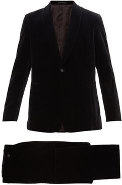 Alec Single-breasted Cotton-velvet Tuxedo Suit - Mens - Black