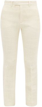 High-rise Bouclé Slim-leg Trousers - Womens - Ivory