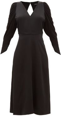 Draped Jersey And Satin Midi Dress - Womens - Black