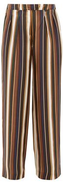 Marlene Striped Silk-satin Trousers - Womens - Brown Multi