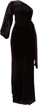 Amaris One-shoulder Velvet Dress - Womens - Black