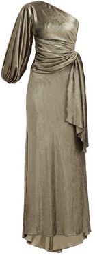 Amaris Gathered One-shoulder Velvet Dress - Womens - Khaki