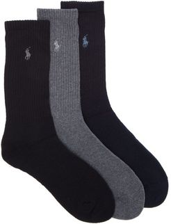 Pack Of Three Logo-embroidered Socks - Mens - Multi