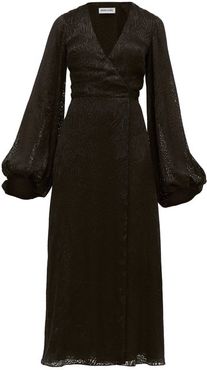 V-neck Leopard-pattern Devoré Maxi Dress - Womens - Black