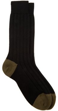Ribbed Wool Socks - Mens - Black Multi