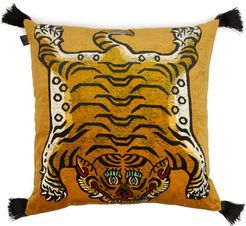 Saber Large Tasselled Cotton-velvet Cushion - Gold