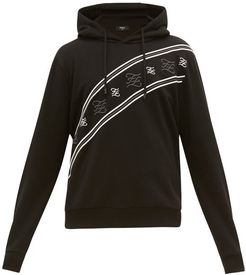 Karligraphy-embroidered Cotton Hooded Sweatshirt - Mens - Black