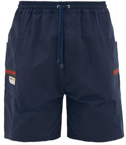 Web-stripe Pockets Technical Drawcord Shorts - Mens - Navy