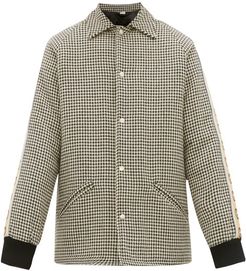 GG-striped Houndstooth Overcoat - Mens - Grey