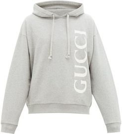Logo-print Cotton Loop-back Hooded Sweatshirt - Mens - Light Grey
