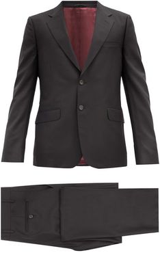 London Single-breasted Wool-blend Two-piece Suit - Mens - Black